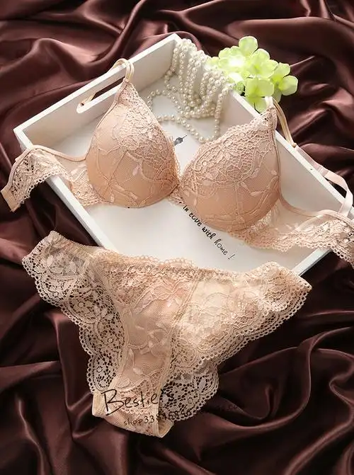 欧美法国外贸原单女士深v蕾丝文胸套装聚拢性感 内衣奶罩纯酒红色