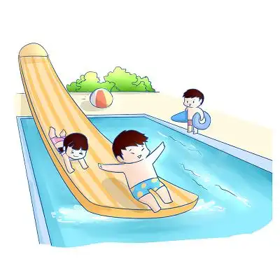 手绘卡通夏天水上乐园儿童素材