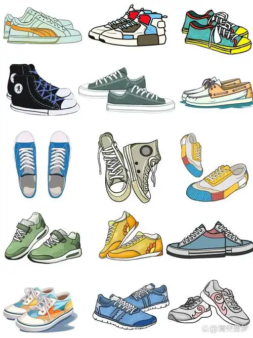 素材分享|卡通手绘帆布鞋运动鞋系列免抠
