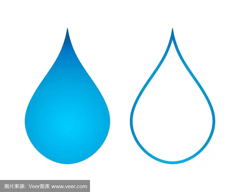 逼真的水滴形状图标符号.扁平的风格和轮廓.矢量插图形象.管道标识.