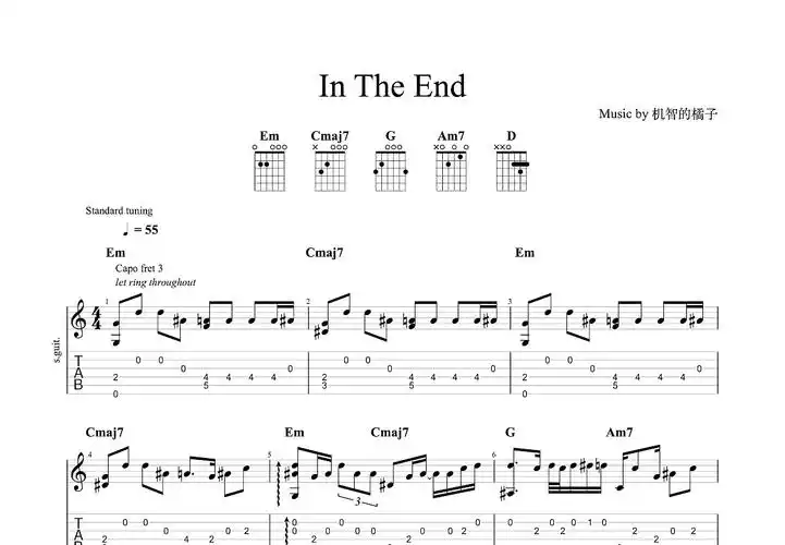 in the end吉他谱_linkin park_c调指弹 - 吉他世界