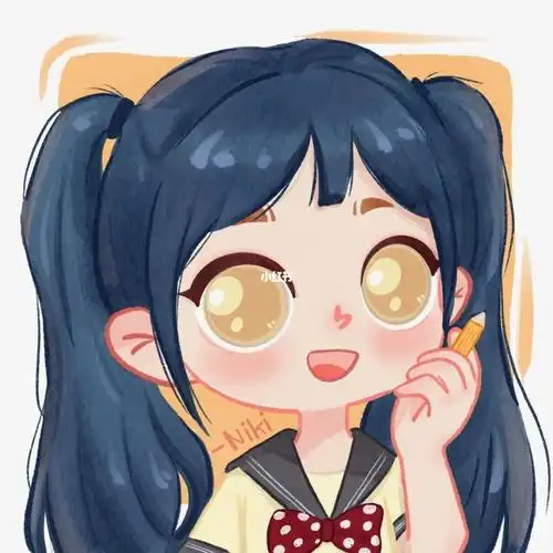 双马尾女孩(有参考照片)_水彩画_头像_插画_双马尾_手绘_手绘头像