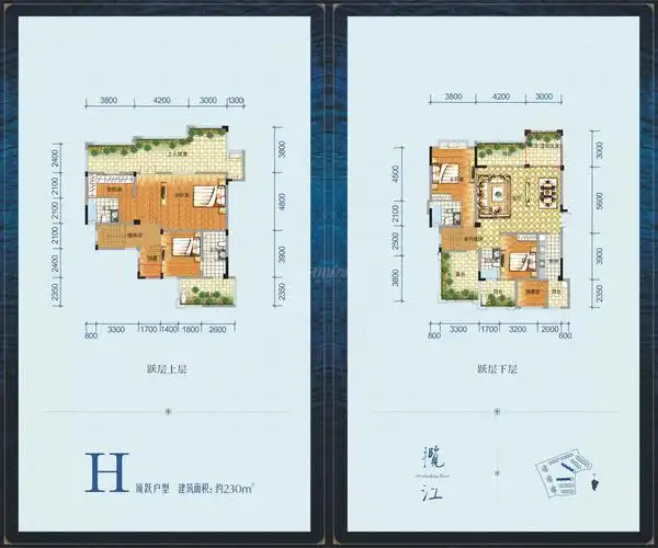 揽江四期h跃层户型图,5室3厅4卫222.00平米- 成都透明房产网