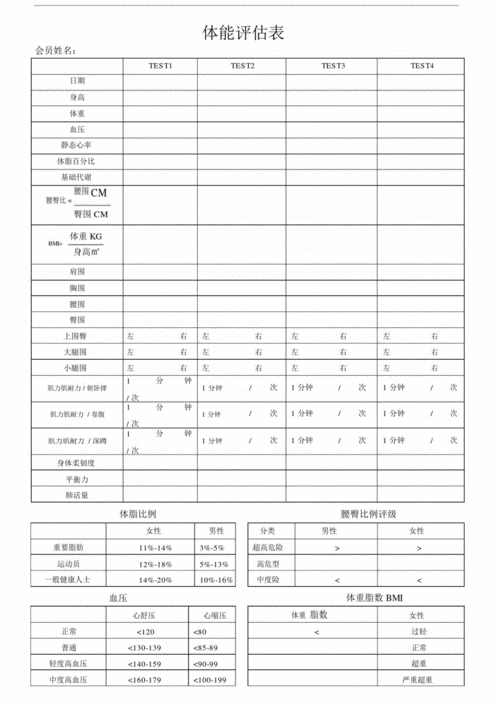 健身房体能评估实用表.docx 2页