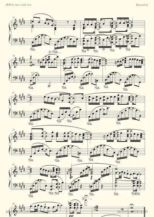 钢琴谱 - butterfly 数码宝贝主题曲 抒情版