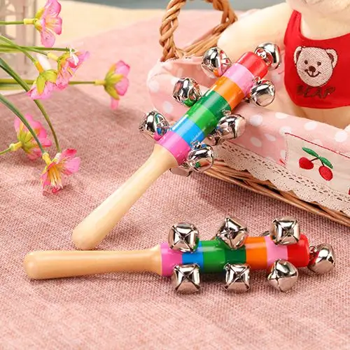 奥尔夫乐器 3-6-12个月宝宝玩具 婴儿铃铛0-1岁木质幼儿手摇铃_7折