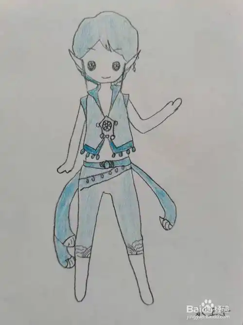 最后,涂上漂亮的颜色,水王子简笔画,你学会了吗?