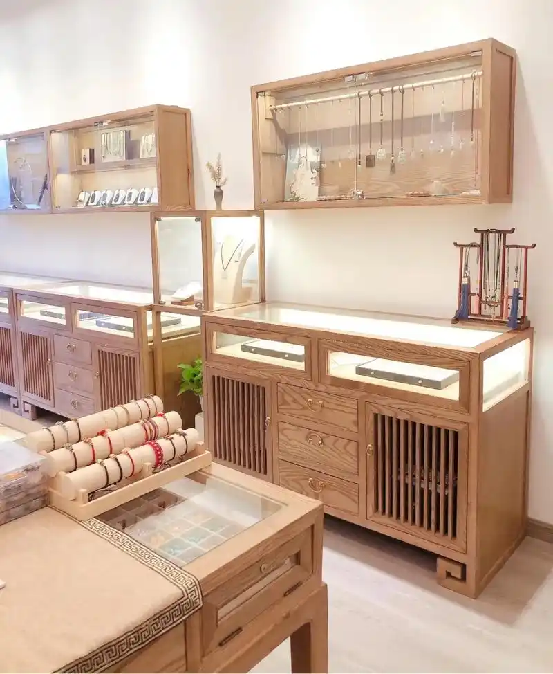 中国风实木珠宝首饰银器文玩翡翠玉器展示柜.