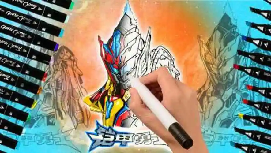 手绘铠甲勇士猎铠马帅,涂色演示,中国风的特摄英雄你爱了吗?