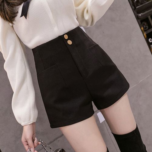 黑色打底短裤女夏季2022新款外穿高腰百搭a字休闲西装裤配靴子穿