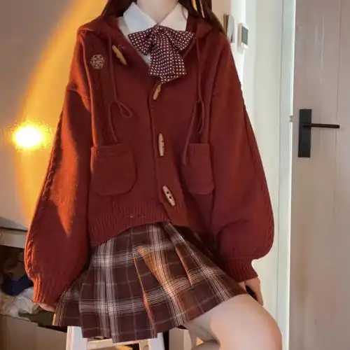 jk制服相思意新年气息的红毛衣77