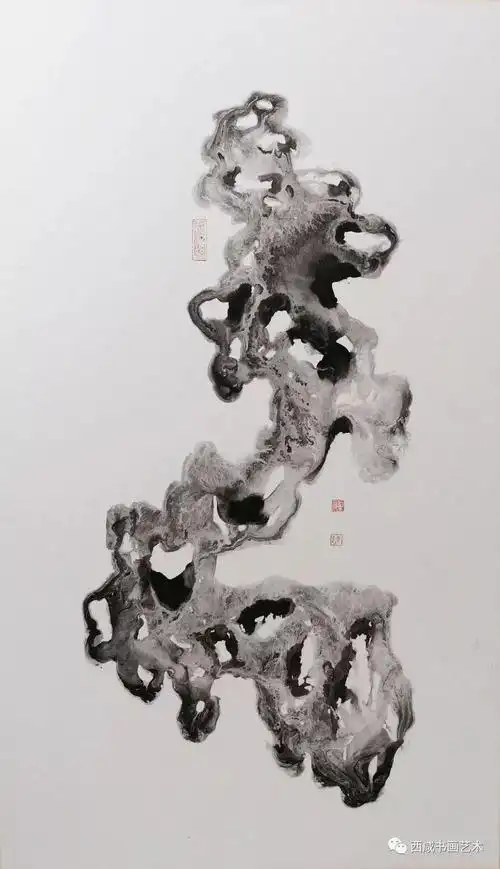 国画太湖石的画法及例图