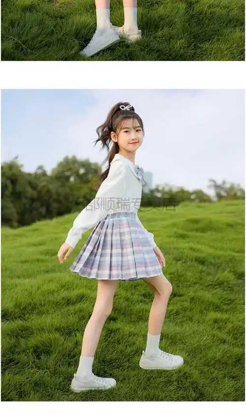 厂部jk制服儿童jk制服女童10日系12岁儿童学院风套装小学生秋装格裙