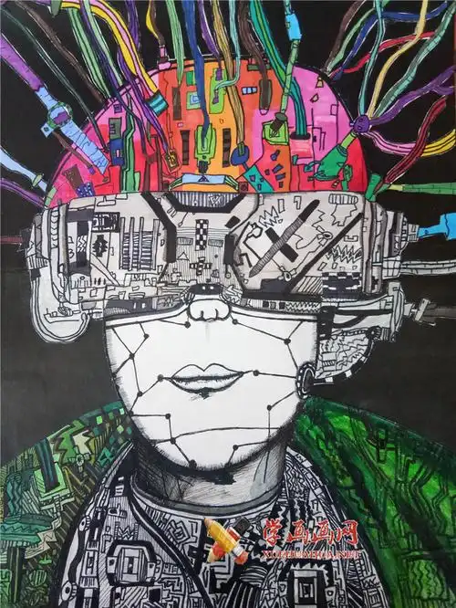 小学生科幻画赏析智能机器人大脑