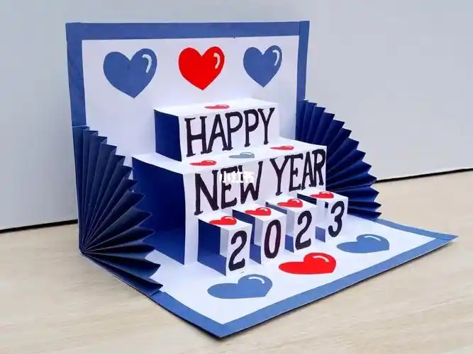 手工制作立体新年贺卡元旦新年时能用上
