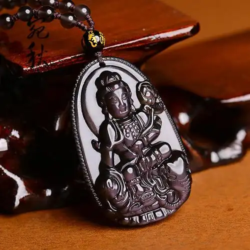 吊坠天然曜石冰彩生肖属龙本命佛普菩萨守护神项坠