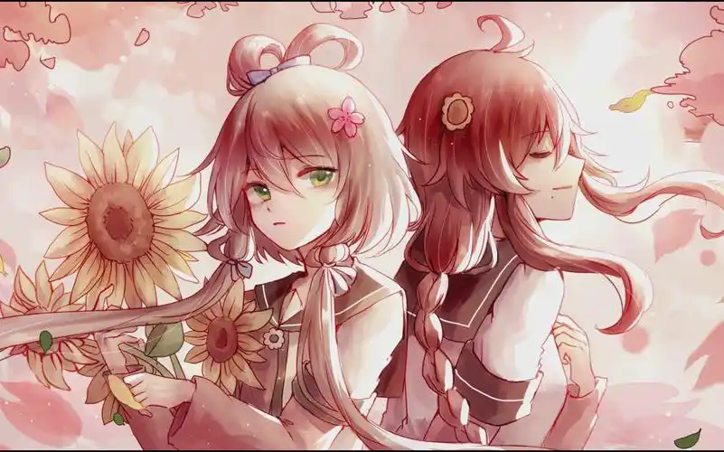 洛天依乐正绫原创曲樱花与向日葵摇曳百合同人ironq