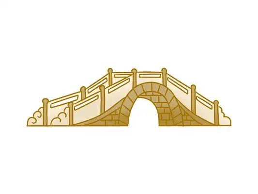 棕色手绘卡通国潮古风中国风桥元素png素材