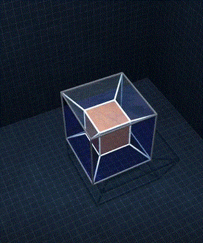 我们可以通过投影的方法理解四维,假设,三维空间投影到二维空间上