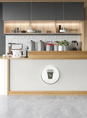 店铺小型时尚简约现代奶茶店收银台