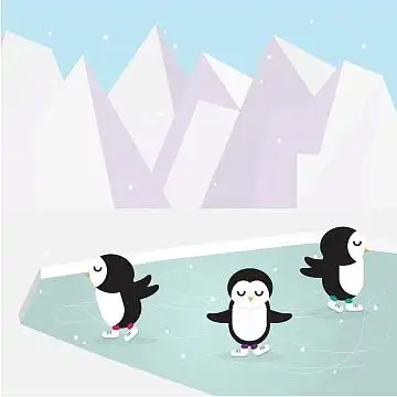 手绘南极冰山企鹅背景