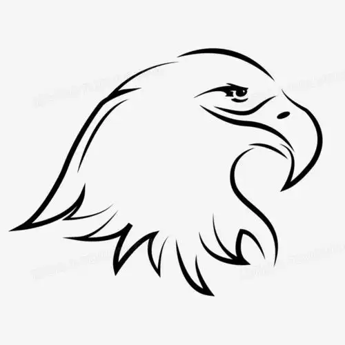 手绘黑线鹰头免抠装饰素材