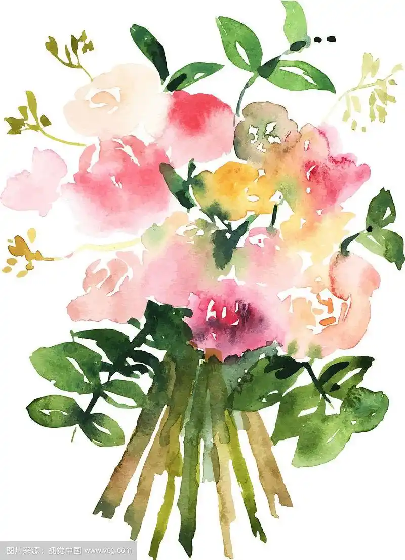 手绘水彩花束设计卡