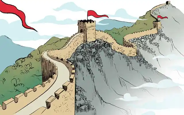 长城插画中国风手绘长城插画素材