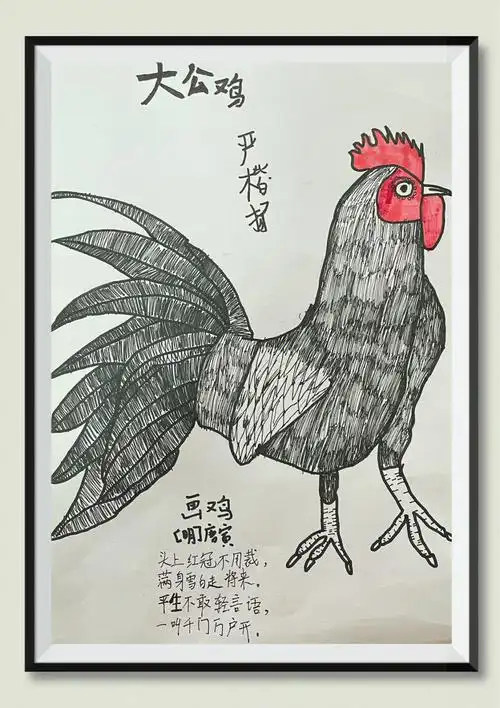 图片写生线描大公鸡