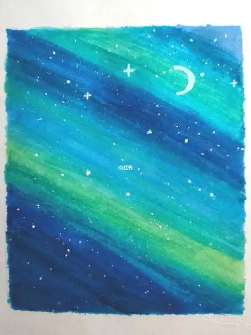 马克笔手绘极光夜空