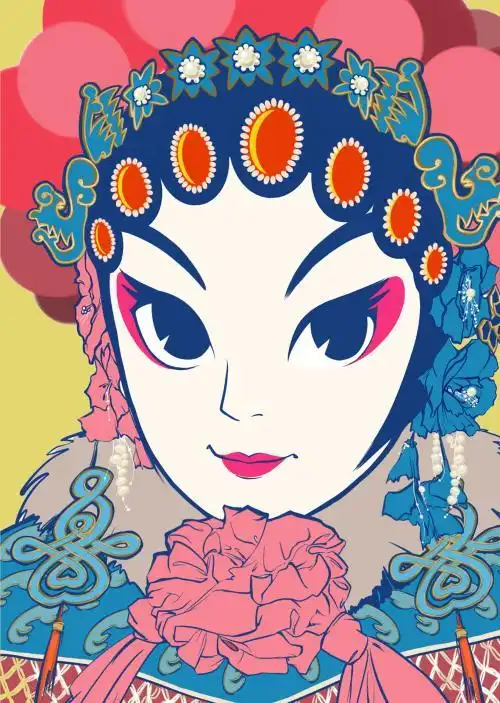 京剧脸谱女花旦手绘图女性京剧脸谱简笔画京剧脸谱花旦简笔画分享展示