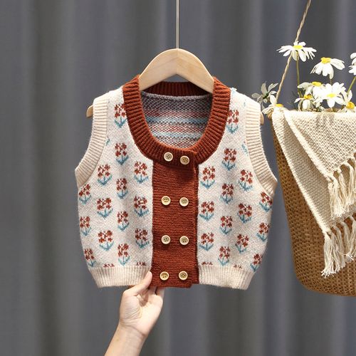 女宝宝背心毛衣秋冬新款女童外穿上衣婴小童网红开衫毛线针织马甲