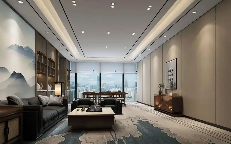 新中式风格,这样的董事长办公室装修设计太有品位了,超喜欢!