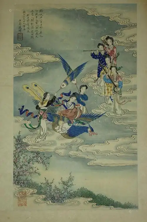 0149七仙女图立轴设色绢本