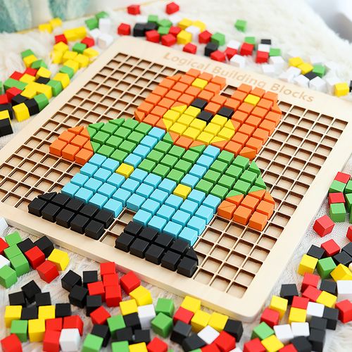 像素画百变创意方块积木拼图幼儿园锻炼专注力耐心玩具4-5-6-7岁8