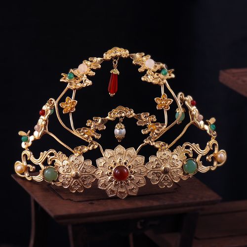 十三司原创古风花神冠发冠女明制宋制唐风顶冠汉服发饰头饰百搭仙