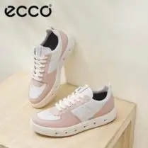 爱步(ecco)板鞋女 冬季拼色百搭时尚休闲女鞋 街头209713 裸粉色/白色