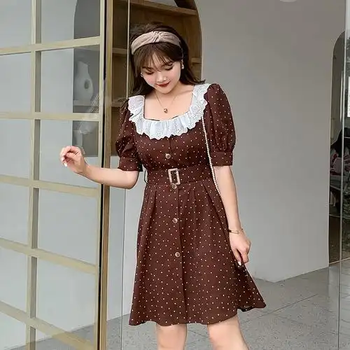 2020夏季新款微胖大码胖妹妹韩版复古显瘦连衣裙胖人服饰大号女裙