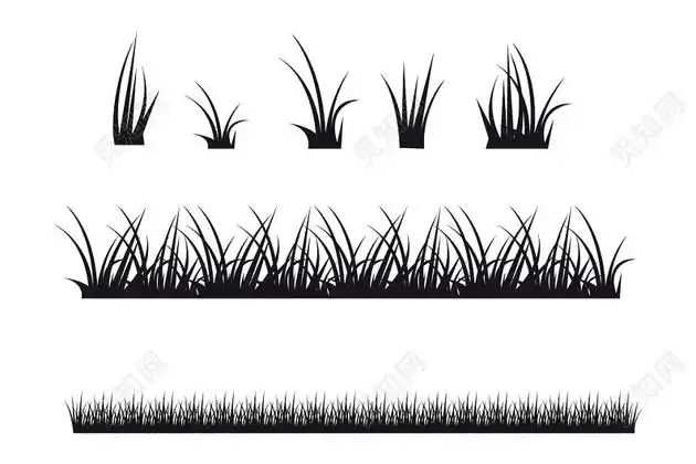 简约小草草地剪影矢量素材