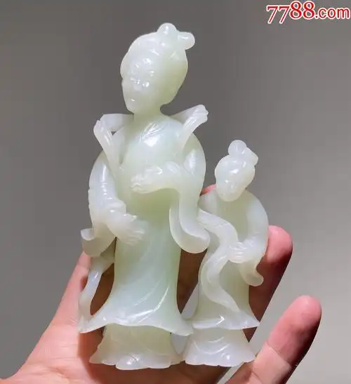 清代和田白玉雕仕女人物摆件清代苏州人物玉雕清代扬州玉器