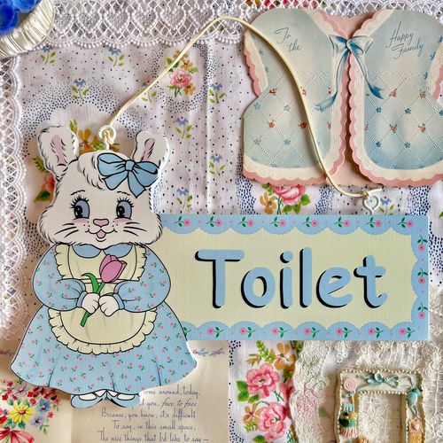 洋菓子sweethome原创奶油兔婴儿蓝可爱卡通toilet卫生间木质挂牌