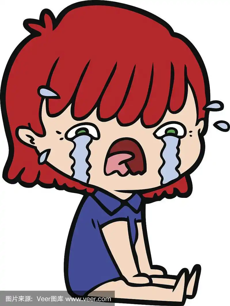 卡通小女孩哭