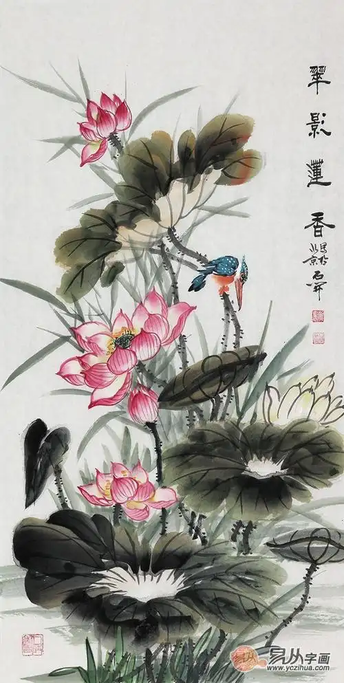 荷花图,美丽大方的韵味便展现出来了,而石开老师的这幅素雅写意荷则