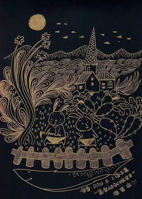 黑色卡纸刻画简笔画 简笔画图片大全-普车都