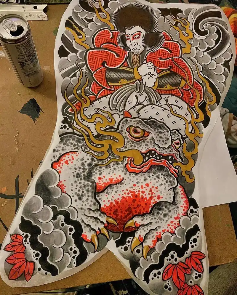 海不迎我自来也#日式老传统 #纹身手稿 #tattoo #传 - 抖音