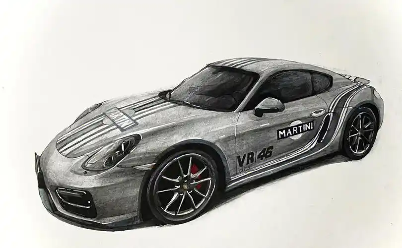 汽车手绘  #手绘汽车  这张画,由于家里马克笔没颜色了,就用固体水彩