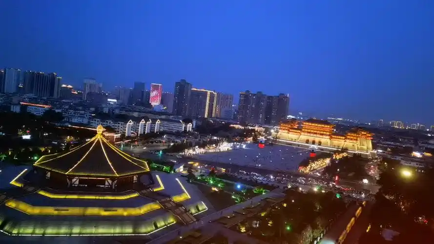 洛阳天堂明堂夜景 应天门灯光大秀