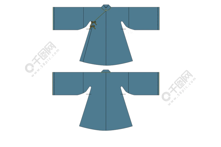 汉服明制立领交领长袄服装款式图矢量中国风