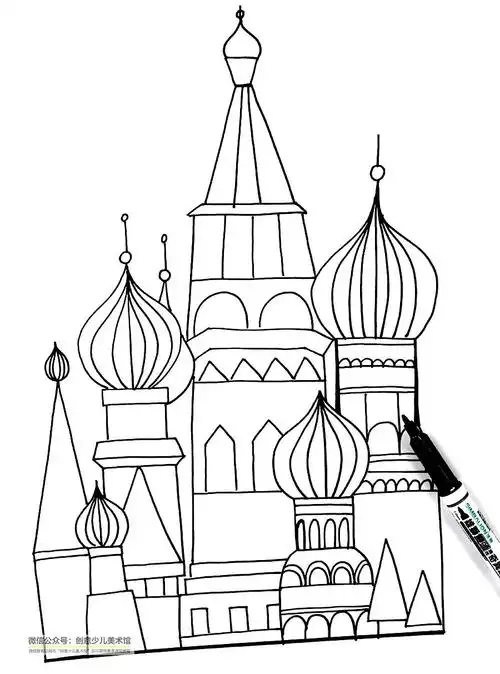 教程|梦幻色彩 装饰线描--梦中的天空之城
