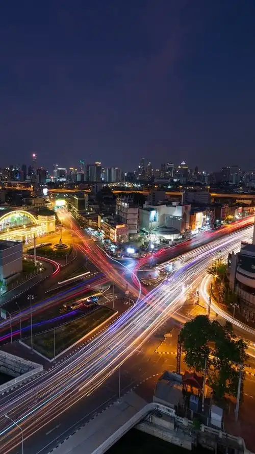 曼谷,泰国,城市夜晚,道路,街道,光线
